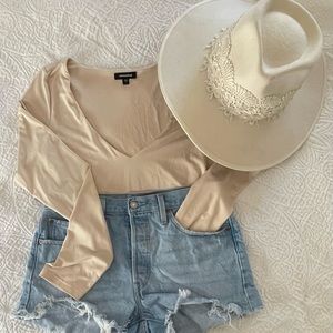 Nude long sleeve bodysuit